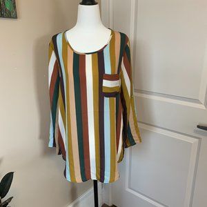 Lily white vertical stripes blouse, large